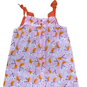 Catimini Pink Cherry Print One Piece with Orange Bow Straps 18 mos